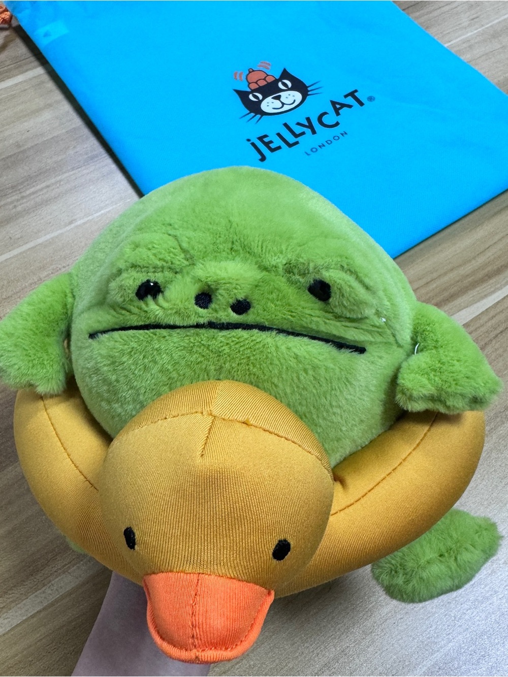 Jellycat Green Frog Plush with Yellow Duck Float